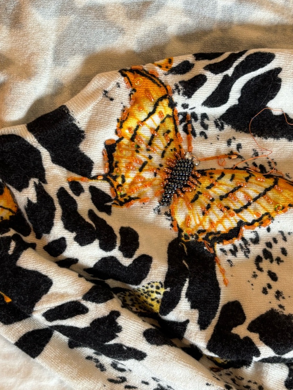 Floral Animal Print Women's cardigan. Butterfly - Picture 9 of 14